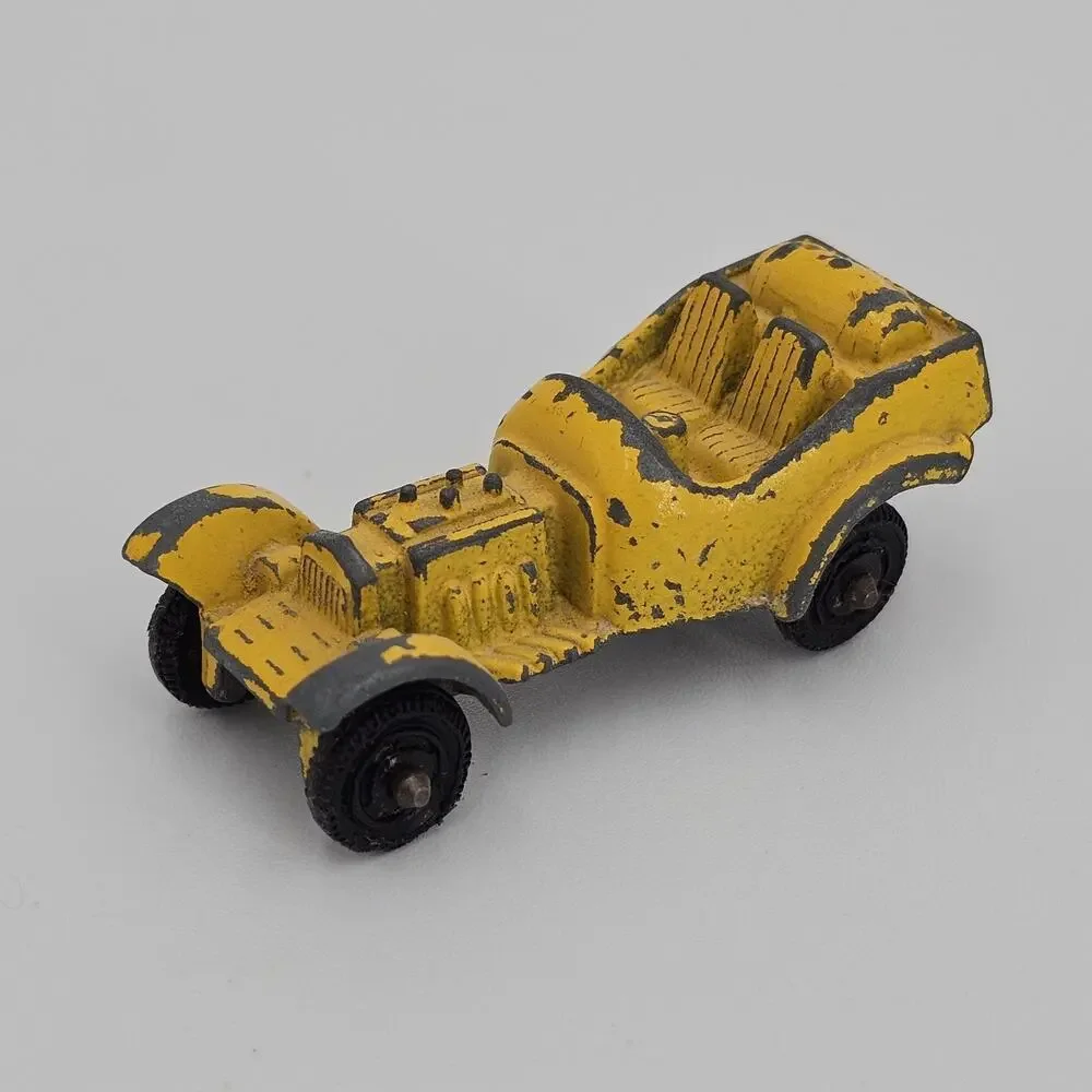 Vintage Tootsie Toy Car Die cast Yellow Roadster Hot Rod